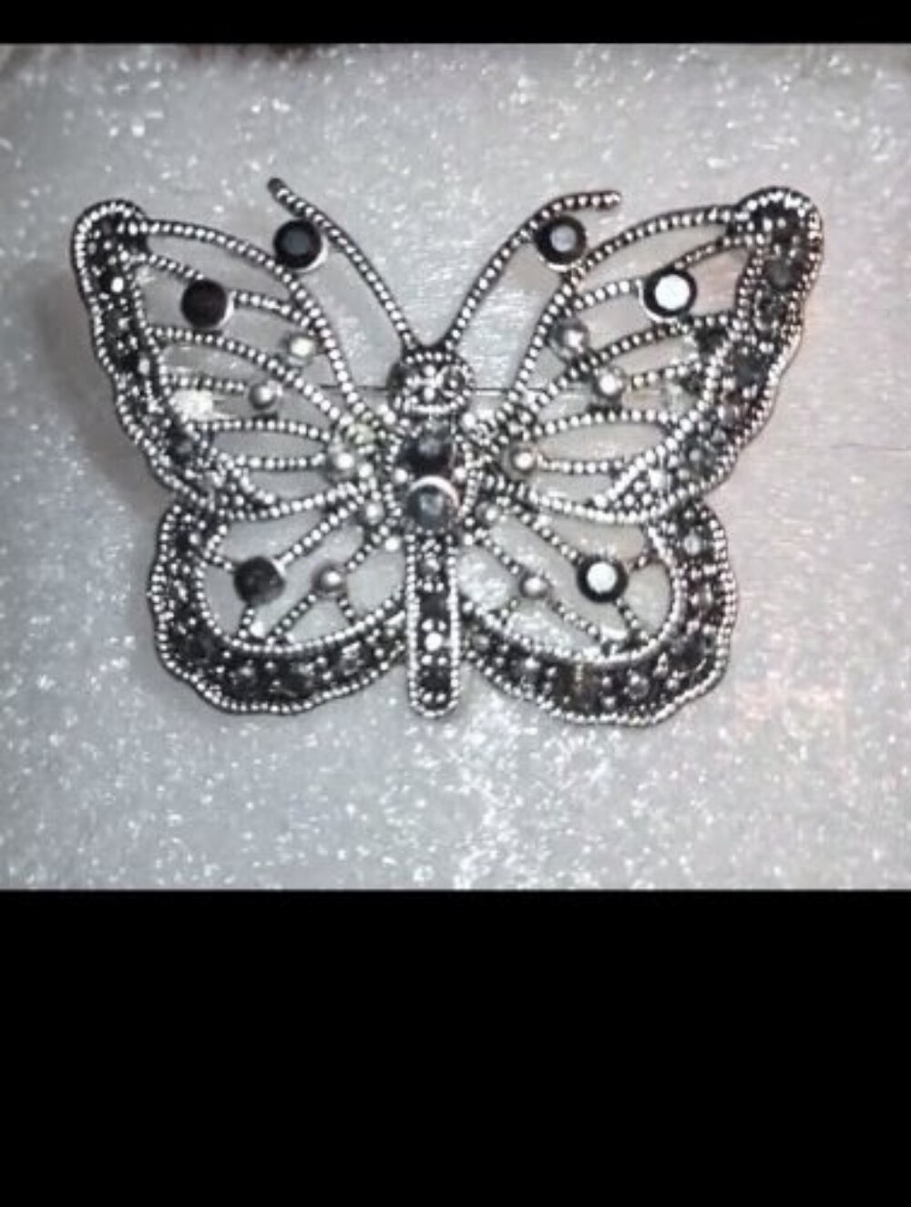 Vintage Silvertone Butterfly Crystal Brooch